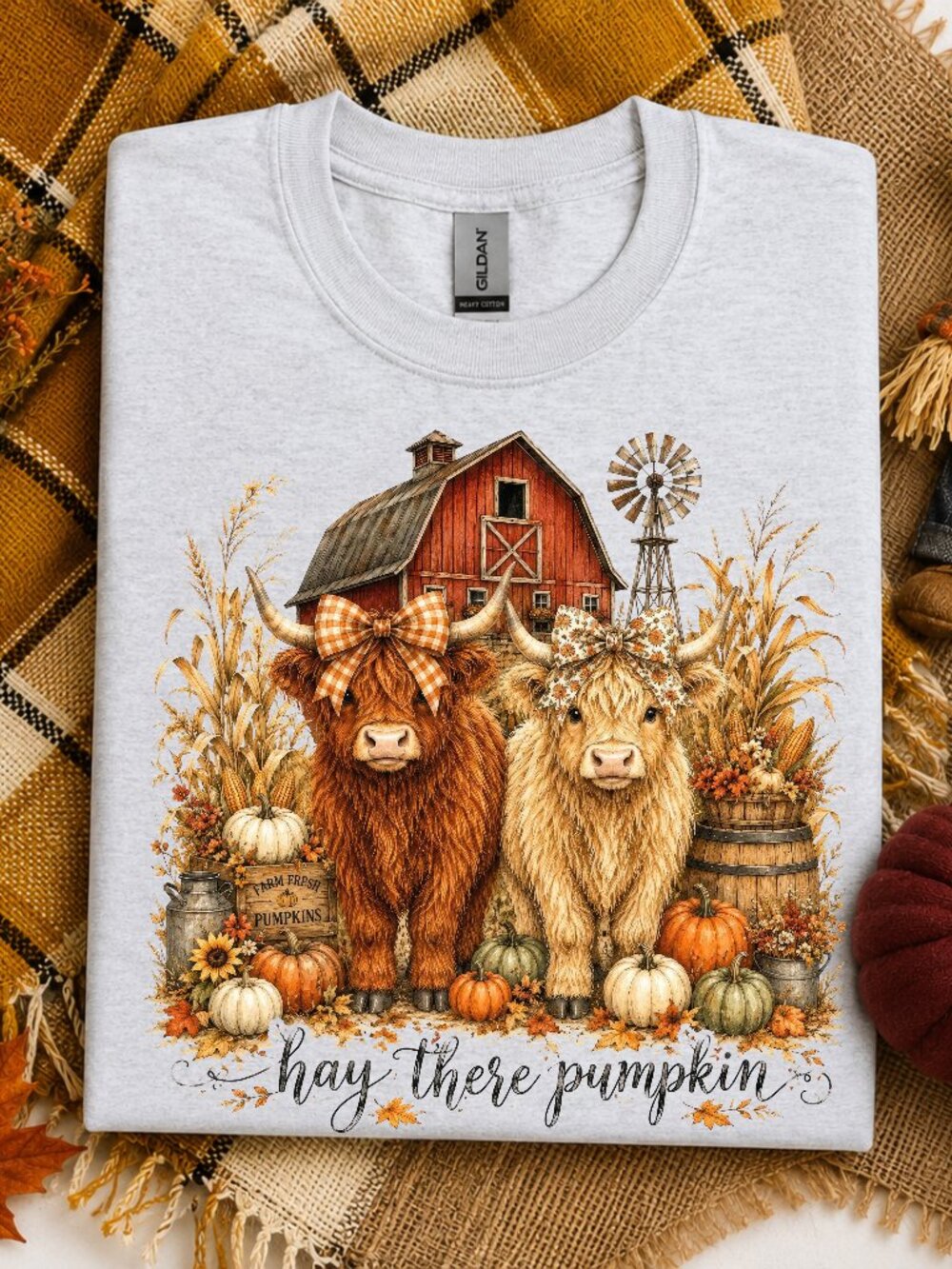 Hay There Pumpkin Fall Highland Cow T-Shirt